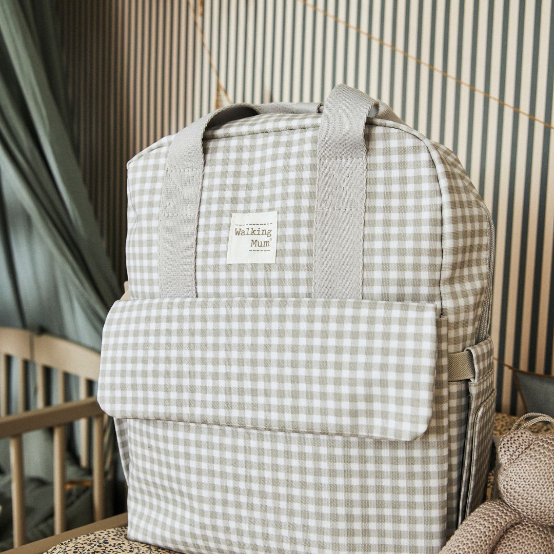 Mochila maternidad Vichy gris