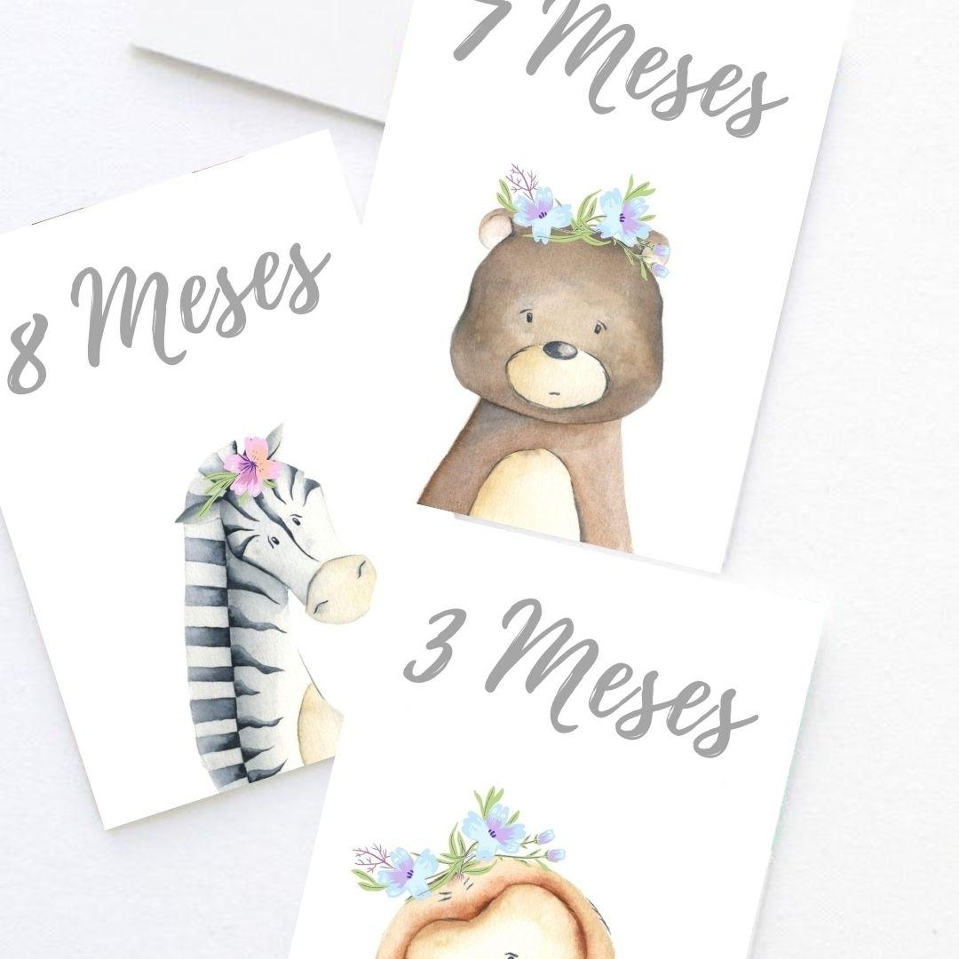 Tarjetas para Fotos Cumple Mes Animali Flori