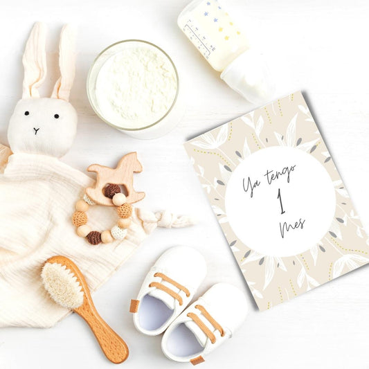 Tarjetas para Fotos Cumple Mes Tempo Ocre