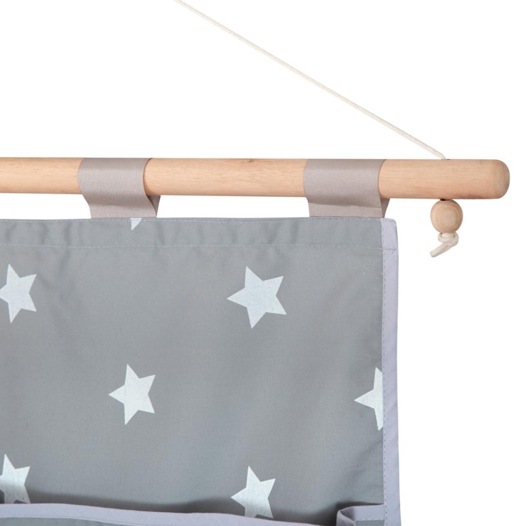 Pañalera Poplin Gris Estrellas Grandes