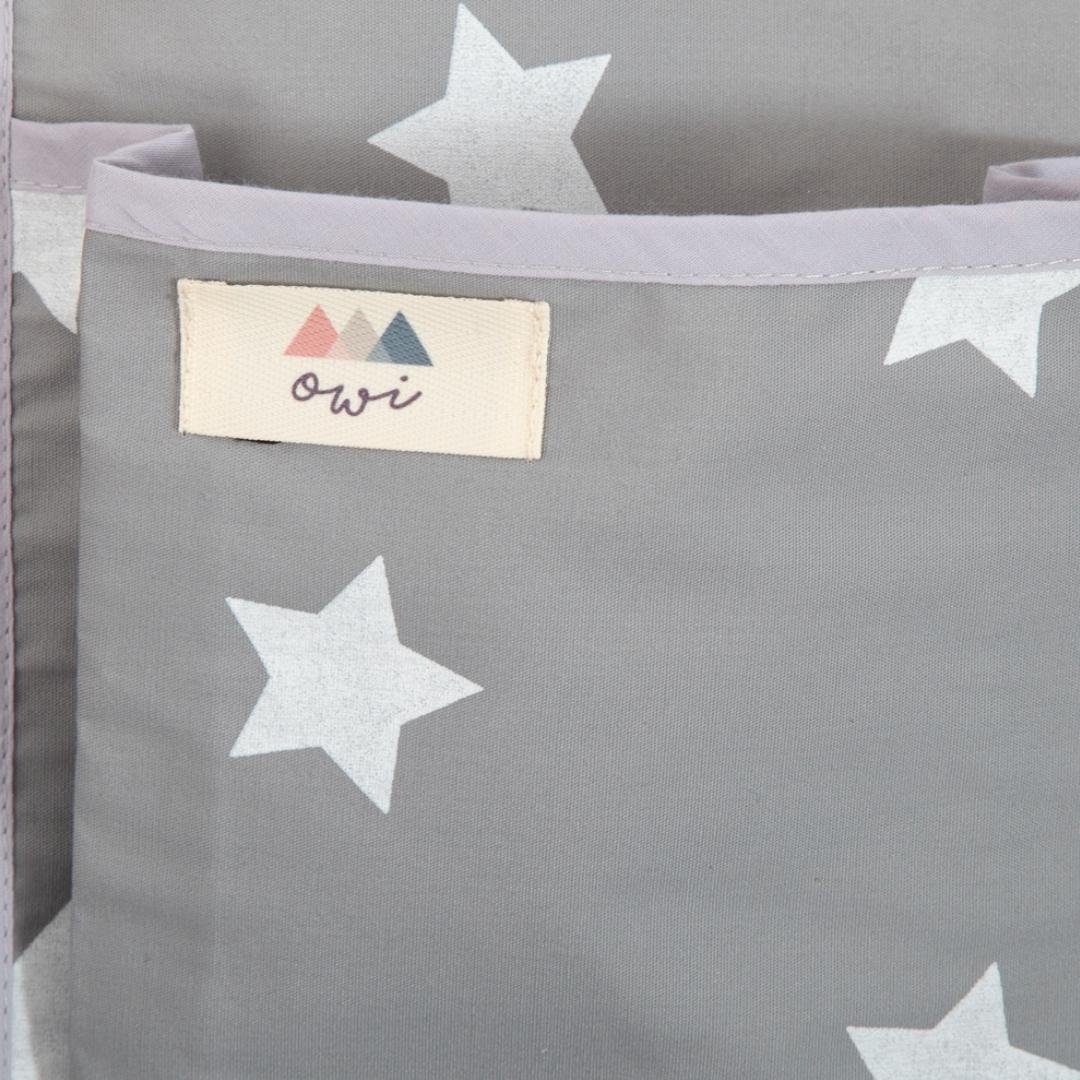 Pañalera Poplin Gris Estrellas Grandes