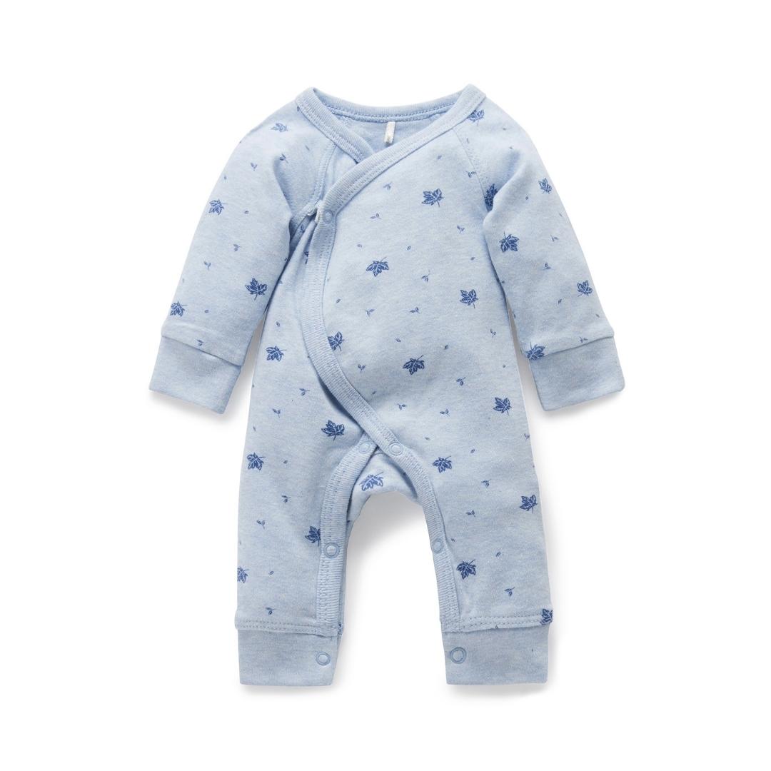 Pijama Cruzado Prematuro con broches Celeste