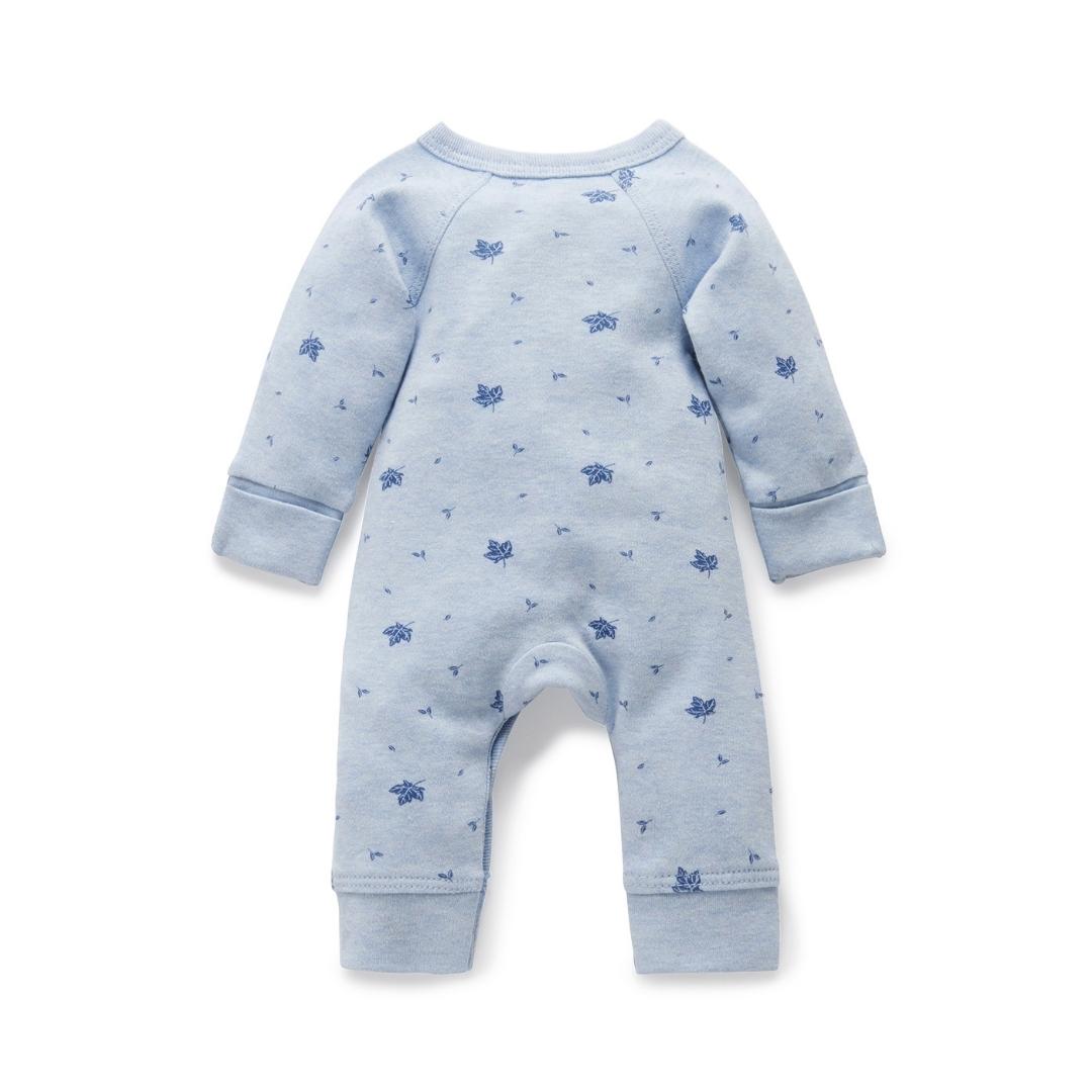 Pijama Cruzado Prematuro con broches Celeste