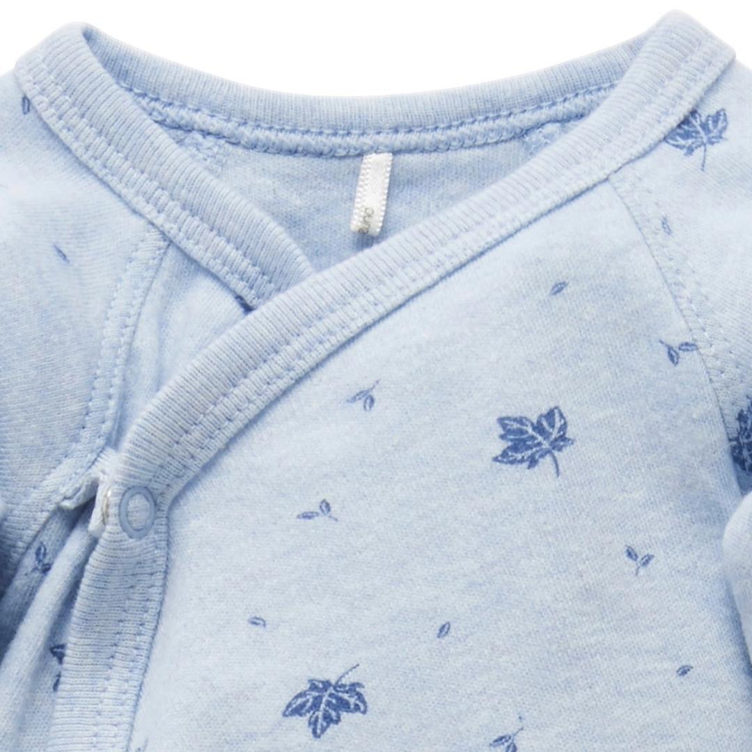 Pijama Cruzado Prematuro con broches Celeste