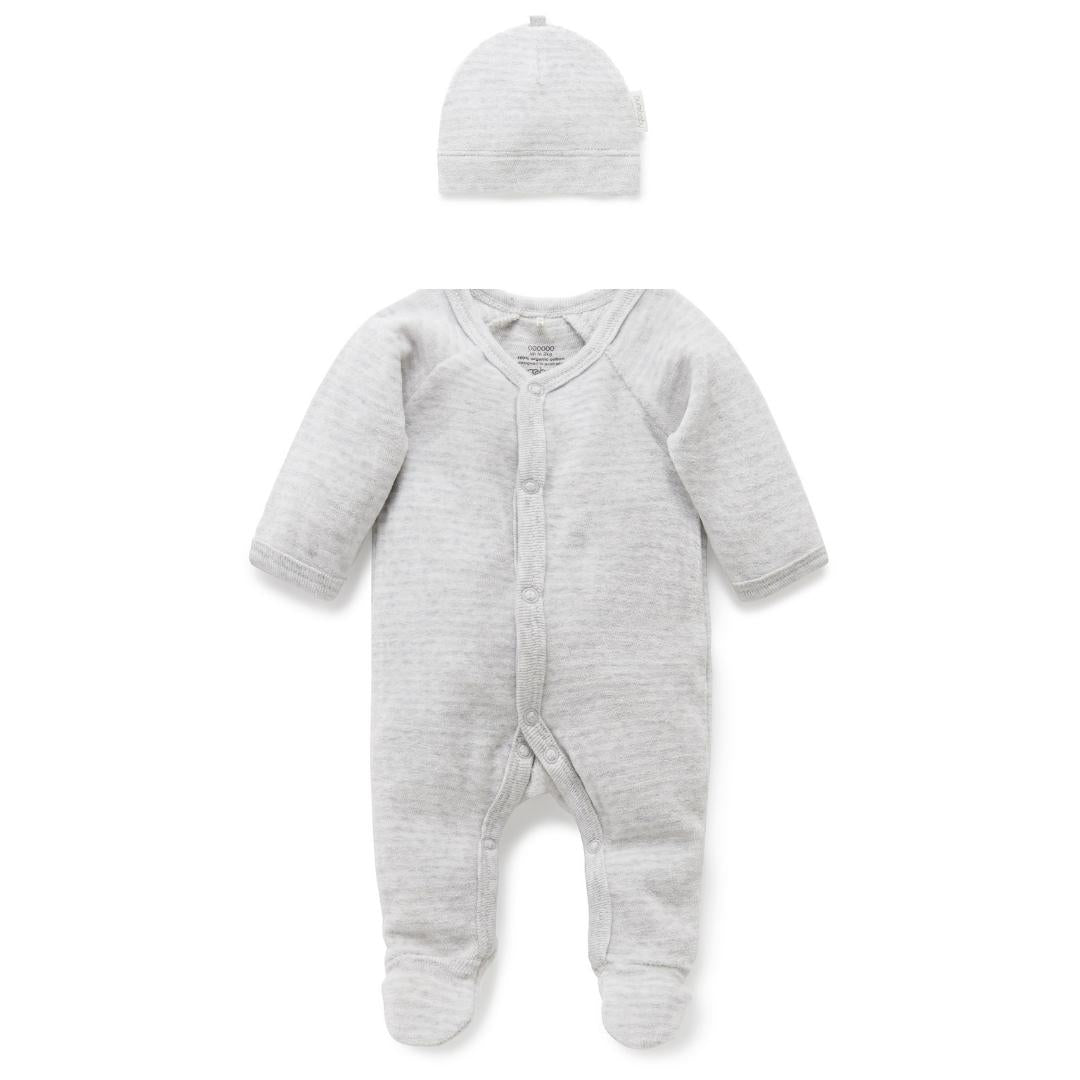 Conjunto Pijama Prematuro Terciopelo con broches Gris