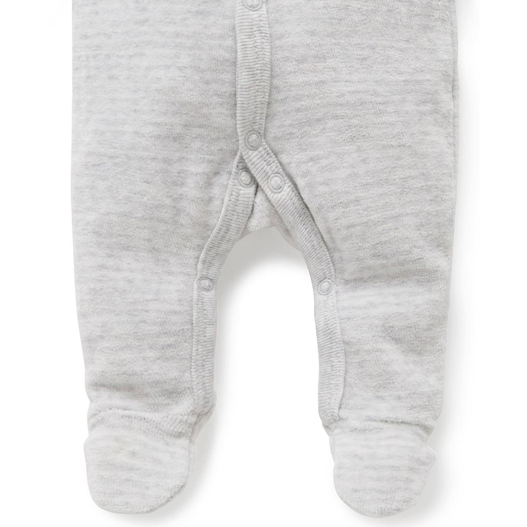 Conjunto Pijama Prematuro Terciopelo con broches Gris