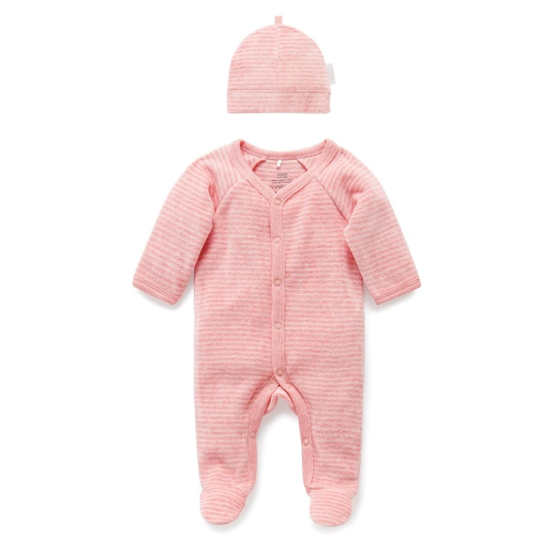 Conjunto Pijama Prematuro Terciopelo con broches Rosa