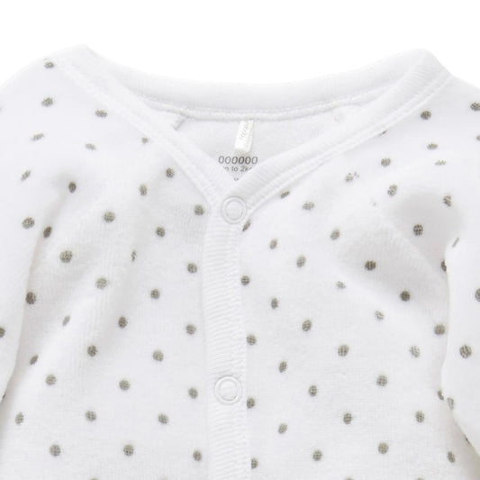 Conjunto Pijama Terciopelo Prematuro con broches Blanco