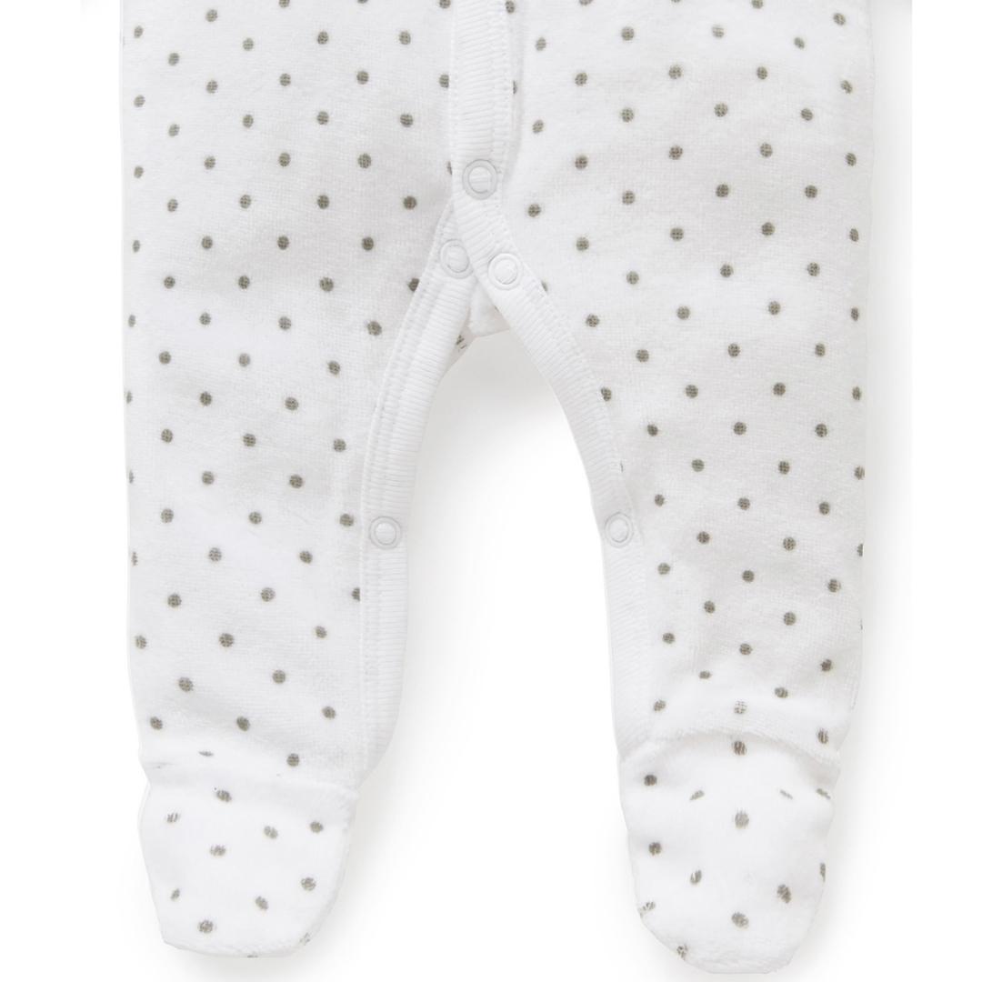 Conjunto Pijama Terciopelo Prematuro con broches Blanco