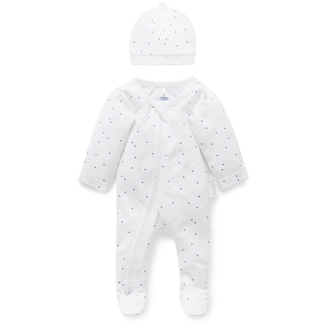 Conjunto Pijama Prematuro con cierre Celeste