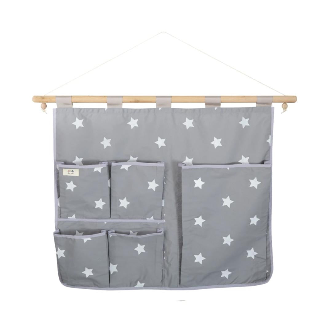 Pañalera Poplin Gris Estrellas Grandes